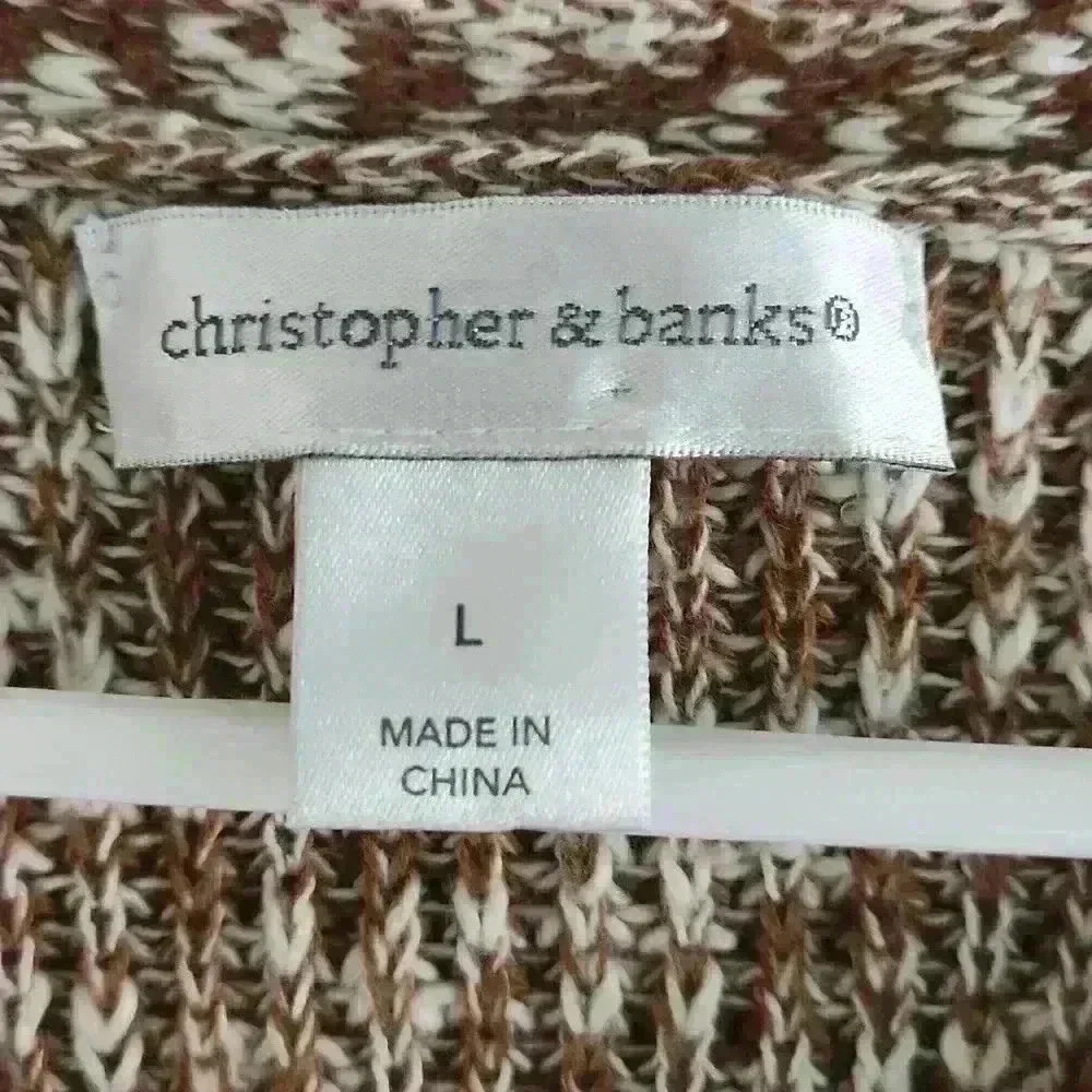 Christopher‎ & Banks Large brown and white cotton sweater